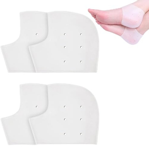 FRIUSATE 4 Stück Silikon Fersenpolster Fersenschutz Gel Ferse Gel Pads Gel Fersenschutz für Fersenschmerzen,Trockene Rissige Ferse (Weiß)
