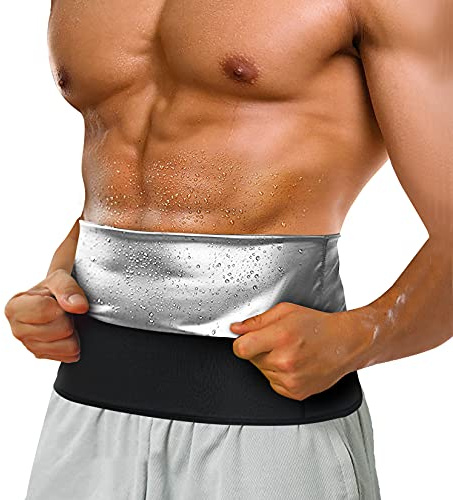 Bingrong Bauchweggürtel Fitnessgürtel für Herren Sport Korsett Waist Trainer Bauchweg Body Shaper Sauna Fitness Gürtel Schweißgürtel Bauchgürtel zur Fettverbrennung (Schwarz, S)