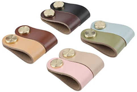 HomeStyle Ledergriffe für Möbel;Vintage Handgemachte Möbelgriffe Leder Knopf Schrankgriff Knöpfe für Ledergriff Küchenschränke Schränke