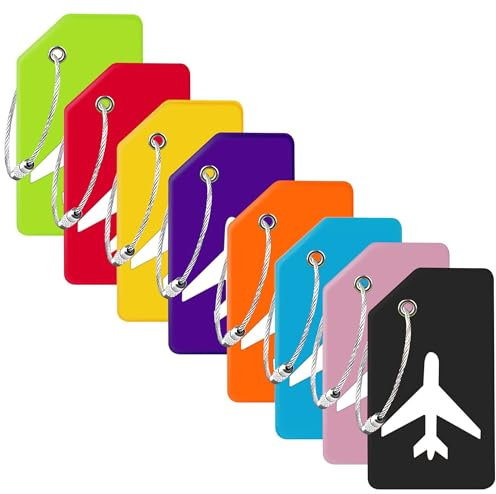 Gostwo, Lot de 8 étiquettes de bagage en silicone avec boucle en acier inoxydable, approuvées par la TSA, protection de la vie privée par Gostwo, couleurs mélangées