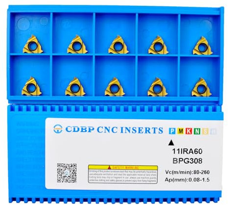 CDBP Inserti per filettatura 11IR A60/11ER A60, filettatura Interna a 60 gradi, per filettatura e lavorazione CNC, 10 pezzi