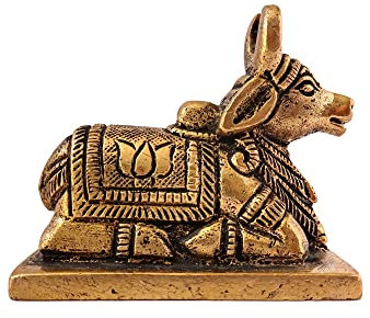 GURU JEE™ Messing-Statue Nandi Heilige Kuh Kleine Idol Geschenke Murti für Pooja Heimdekoration religiöses Geschenk Skulptur Schaustück