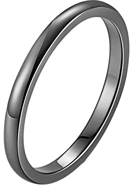 Epinki 2MM Bagues en Acier, Bague Simple Empilable Noir Bijoux Bague Anneau pour Femme Taille 54