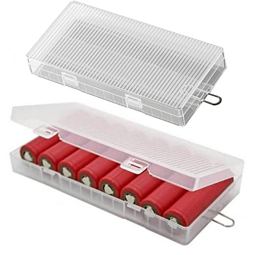 Lipfer 8 Cell 18650 Plastic Battery Storage Case with Hook Holder Waterproof Transparent Clear Hard Plastic Battery Box Organizer for 8 X 18650 Size Batteries