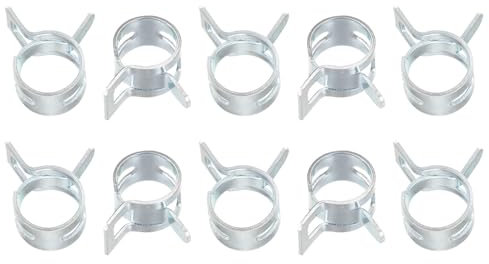 sourcing map 10pcs 10mm Spring Band Type Action Fuel/Silicone Vacuum Hose Pipe Clamp Low Pressure Air Clip Clamp, Zinc Plated