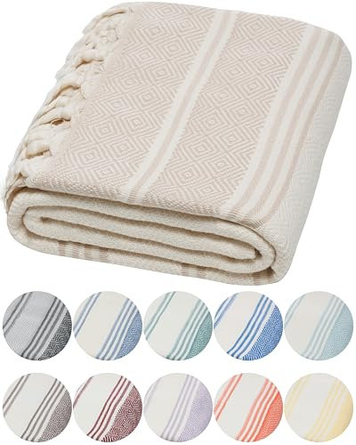 DEMMEX Toalla de algodón Turco orgánico 100% Certificado, Prelavado, Tejido de Diamante, Toalla peshtemal de algodón Turco para baño, Playa, Piscina, SPA, Gimnasio, XL 180 x 90 cm