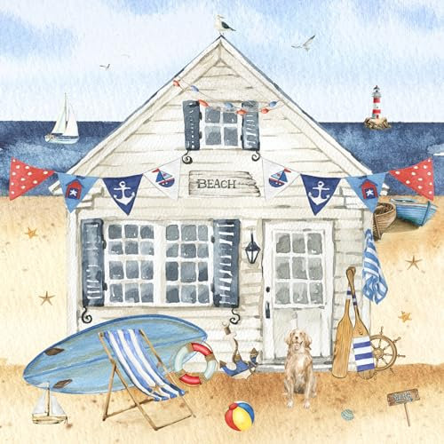 20 Servietten Strandhütte | Meer | See | Tiere | Urlaub | Sommer | Tischdeko | Decoupage | Serviettentechnik 33x33cm