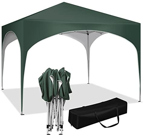 WOLTU Pavillon Faltbar wasserdichter Faltpavillon Sonnenschutz Event Gazebo Gartenpavillon auf Terrasse Camping Festival mit Halbmonddach Pagodenzelt des Halbkreises aus Oxford Metallrahmen 3x3m Grün