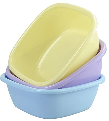 Jekiyo 8 L Square Washing Up Bowl Set of 3, Plastic Small Wash Bowl Kitchen Sink