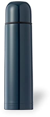 Termo de café para llevar- Botella térmica 500 ml, medio litro en acero inoxidable con doble pared. Termo para bebidas calientes o frías con tapón de seguridad/taza (Azul Marino)