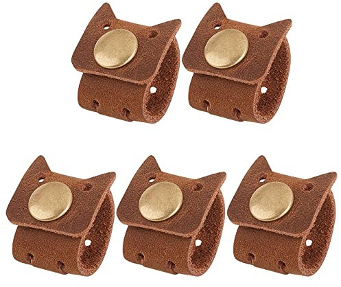 GORGECRAFT 5PCS Cord Organizer Earbud Holder Earphones Cord Keeper Earbud Case Headphones Winder Keeper Earbuds Storage Wrap Cord Manager USB Cable Ties Tiny Leather Gadget Cable Earbud Case Clips