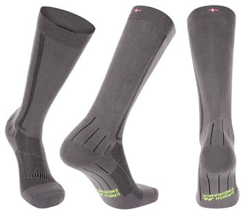DANISH ENDURANCE Kompressionsstrümpfe, Sport Kompressionssocken, 21-26 mmHg, Unisex, für Herren & Damen, Grau/Schwarz, 43-47