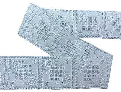 50 Cm Pizzo Sangallo Piastrella Quadrati Disegno Fiore Alto 5 Cm 9 Pezzi