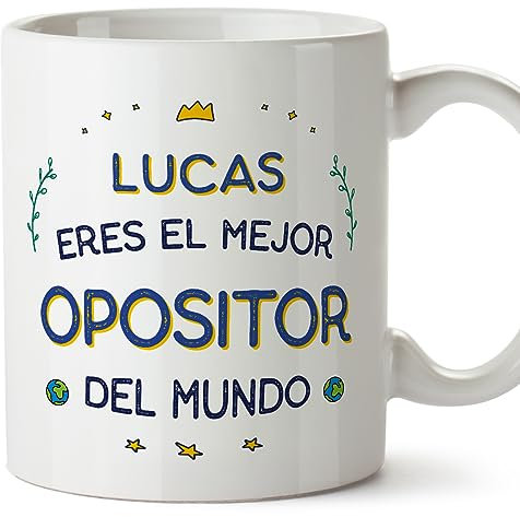 MUGFFINS Tazas Personalizadas para OPOSITOR hombre - En Español - Mejor del Mundo - 11 oz / 330 ml - Regalo Personalizable original y divertido