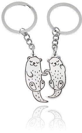 Lot De 2 Porte-CléS Loutre Puzzle Animal Sculpture Pendentif Porte-CléS Porte-clés animal loutre Pour Partenaire Couple Amitié Ange Gardien Porte-CléS