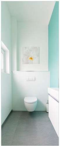 Wallario Glasbild Badezimmer Gästetoilette Innenansicht - WC und Waschbecken - 50 x 125 cm Wandbilder Glas in Premium-Qualität: Brillante Farben, freischwebende Optik