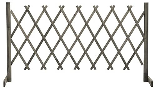 Homgoday Clôture de jardin treillis en bois massif de sapin gris 150 x 80 cm Clôture de protection pour jardins et terrasses