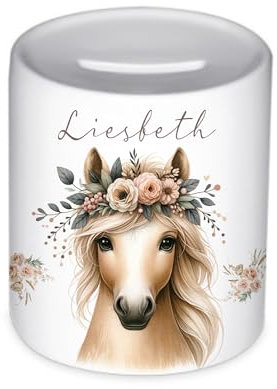 Manufaktur Liebevoll Pony Spardose personalisiert Taufe Geschenk Geburt Babygeschenk Personalisierte Kinder Spardose Pferd Baby Mädchen Spardose Geldgeschenk (Pony)