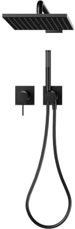 KEUCO IXMO Duschsystem mit Hebelmischer, Hand- & Kopfbrause, eckig, schwarz