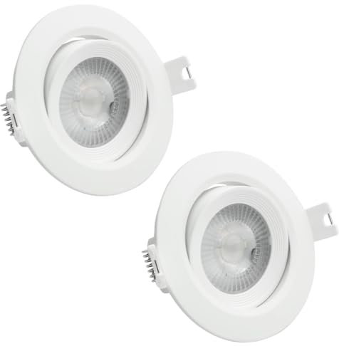 LUXULA 2er Set schwenkbarer LED Einbaustrahler 230V - Ø68-72mm - 7W 718lm - CCT Einbauleuchte Spot IP44 Badezimmer Küche - 3000K 4000K 6000K einstellbar - Warmweiß Neutralweiß Kaltweiß