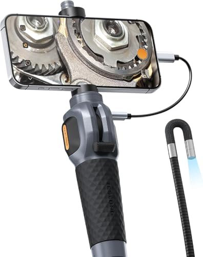 Teslong Endoskopkamera mit Licht, USB-C Endoskopkamera Beweglicher Kopf, Drehbar Endoskopkamera, Endoskop Kamera für Kfz-Mechaniker, Inspektionskamera Kompatibel mit Android (1.55 Meter/ 8.5mm)