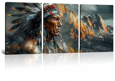 Wall HDQ Wandkunst, indisches Gemälde für Heimdekoration, gerahmt, 3 Stück (30,5 x 40,6 cm x 3 Stück)