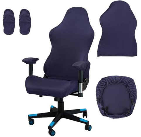 Moorle Gaming Chair Covers, Gaming Chair Covers Stretch 4 Piece, Navy Blue Computer Chairs Cover with Armrest and Back Cover for Game Computer Office Chairs