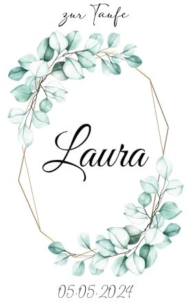MilaBoo® Personalisierte Kerzentattoos für Taufe, Kommunion, Konfirmation, Hochzeit (Eukalyptus 3)