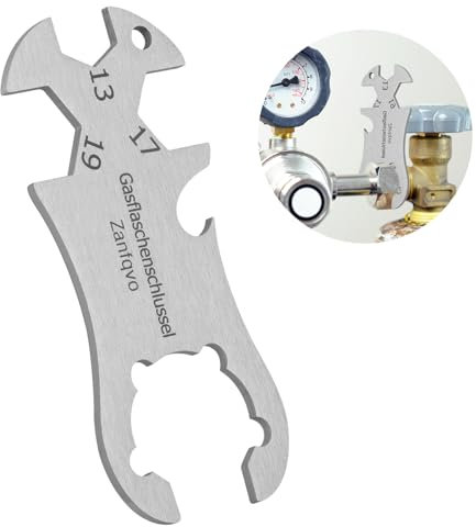 Zanfqvo Gasflaschenschlüssel aus Edelstahl - Gasregler Schlüssel für eine Breite Palette von Gasflaschen - Tragbarer Gas Schlüssel für Druckminderer Druckregler Camping Outdoor