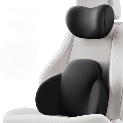 LMYSLCDW Kopfstütze Taille Kissen Set für Benz GLC AMG Sport 2017-2022,Komfort Weich Memory Foam Lendenwirbelstützkissen und Nackenkissen Auto Zubehör,A