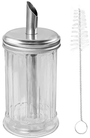 Zuckerstreuer, 350 ml Glas/Rostfreier Edelstahl Zuckerdose Zuckerspender für Weißer/Brauner Zucker Theke Kaffeebar Restaurant
