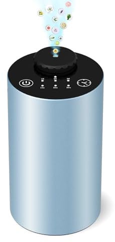 Wasserloser Diffuser, Metall Aroma Diffuser Ohne Wasser,10/30/90s Sprüheinstellung,Timer & Ätherisches Öl Diffusor Batteriebetrieben Hält 48h, Kabelloser Diffuser für Auto,Raum,Büro