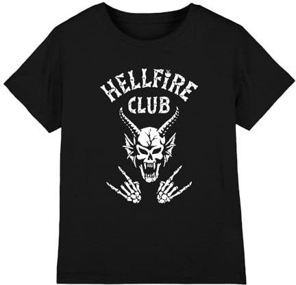 Stranger Things Hellfire Club Bones Kids T Shirt, Black, 9-11