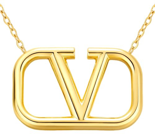VIVILE CC Kette Damen Wasserfest,Dupes,Titan Edelstahl Buchstabe V Goldene Halskette Gold,Goldschmuck,18 Zoll,Dupe,Ideal Geschenk für Frauen,Mode Schmuck