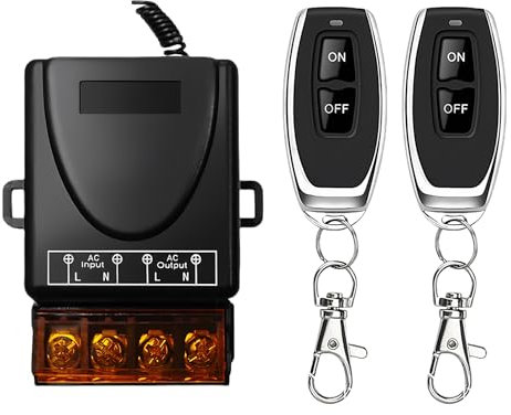 LEIBOCHAO Interruttore con Telecomando 220v, Interruttore Luce Telecomando Senza Fili 433Mhz 220V 30A Ricevitore Relè e 2 Trasmettitori Radiocomando per Pompa Acqua Leggera Irrigazione Agricola