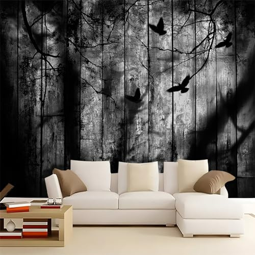 Fototapete Geheimnisvoll Wald Gothic Schwarz Weiß 300 X 210 Cm(Wxh) Moderne Vlies-Fototapete Für Wohnzimmer,Schlafzimmer & Flur - Künstlerische Wandbilder & Wanddekoration