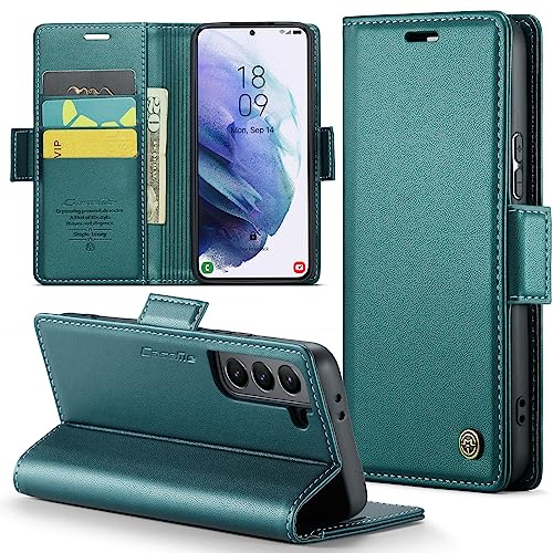 Phernykas Handyhülle für Samsung S21 Hülle (Nicht kompatibel A21S), Magnetische Klapphülle mit kartenfach und Standfunktion Schutzhülle Lederhülle Samsung Galaxy S21 Flip Book Case (Blaugrün)