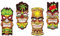 CAKIROTS Tiki-Maske, Wanddekoration, polynesischer hawaiianischer Stil, Dekoration, afrikanische Masken, Wanddekoration, Tiki-Masken, Holzschild, 43,2 cm, 4 Stück
