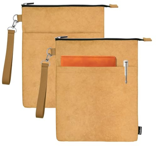Book Sleeves with Zipper, Travel Book Protector Pouch for Paperbacks & Hardcover Books, Book Covers Bags Carry Case/Front Pocket & Handle Strap for Book Lovers Women Readers