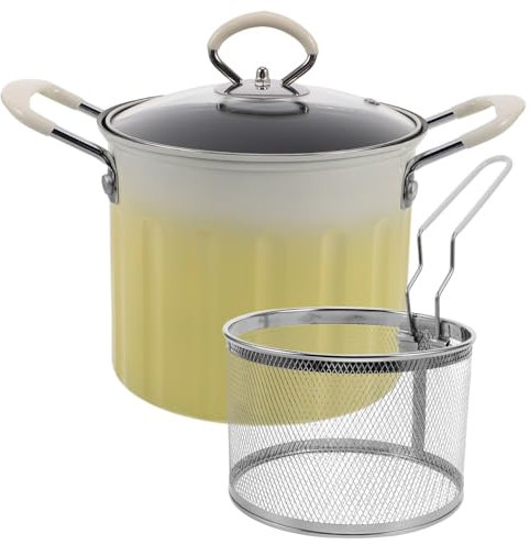 POPETPOP 1 Set Di Friggitrice In Acciaio Inox -Olio Multifunzionale Scolapiatti Pentola Per Zuppa Pentola Per Friggere Padella Con Coperchio Utensili Da Cucina Per