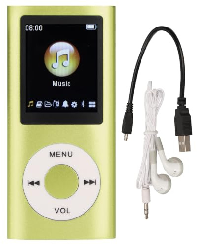 MP3 Player Stylish Multifunctional Lossless Sound Music Player with Earphones, Slim 1.8 Inch LCD Screen Portable MP3 Music Player, Support 64G Memory Card (Green)