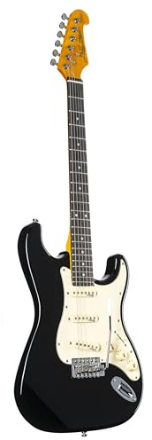 J & D ST VS E-Gitarre, elektrische Gitarre mit Single Coil Tonabnehmer, Electric Guitar in schwarz, Gitarre ideal für Anfänger, ST-Stil