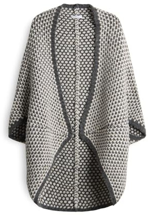 OPUS Damen Poncho/Cape | AMARYLLIS Strickcape mit zweifarbiger Waffelstruktur easy grey, 0