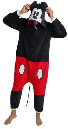 Disney Mickey Mouse Adult Long Sleeve Hooded Kigurumi Onesie Costume Cosplay Suit-Large