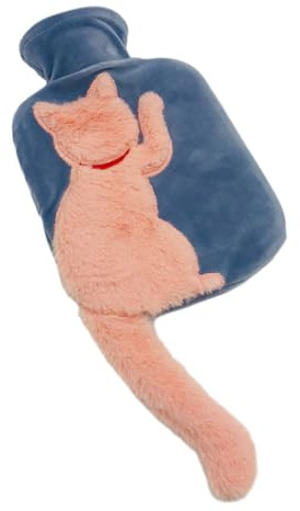 LIXSAZSE Unbeatable Comfort And Style Hot Water Bottle With Plush Cat Cover Hot Water Bag For Neck Shoulder Hand Warmer 3D