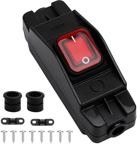 IP66 Wasserdicht Kippschalter 230V, 16A 250V Garten Schalter Schnurschalter 2 Polig, Kabelschalter 230V 2Polig mit Rot LED, Aufputz Schalter, Schnurschalter für Outdoor Stromkabel und Großem Strom