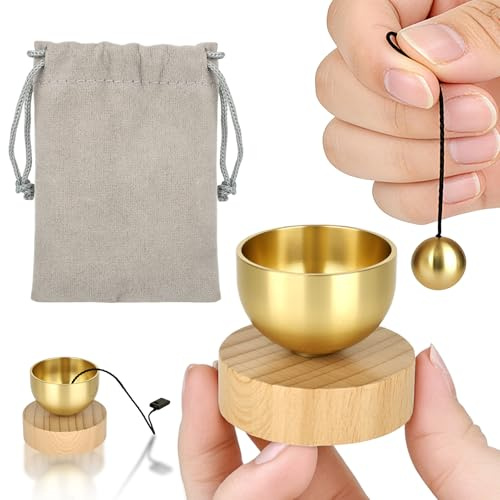 2 Stück Mini Klangschale,Tibetische Klangschale mit Glocke, Meditationsklangschale mit Aufbewahrungsbeutel für Yoga, Meditation und Entspannung, Achtsamkeit, Stressabbau