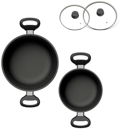 Hoffmann STONIQ Kochtopf Set, Antihaftbeschichtet, PFAS-frei, Induktionsgeeignet, Backofenfest bis 300°C, Topf made in Germany, Kochtopf, Suppentopf (mit Deckel, 20 + 24 cm)