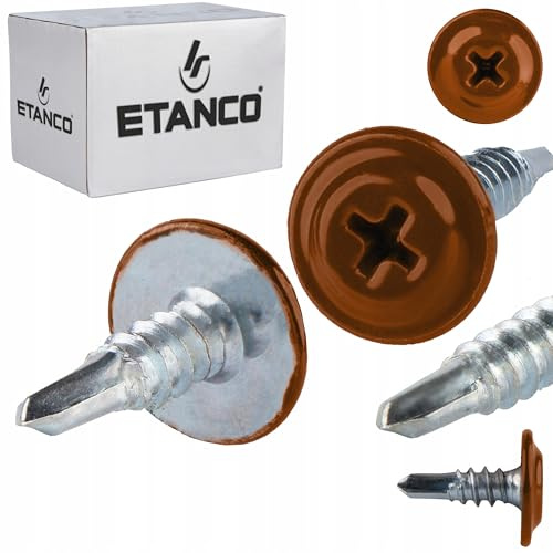 ETANCO GM-B Viti autofilettanti 4,2 x 13 mm, RAL 8004, marrone rame, viti per trapano per acciaio e tetto, viti in metallo, TX/PH, 250 pezzi (4,2 x 13 mm)