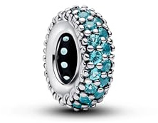PANDORA Abstrakter Silberspacer mit ICY Blue Crystal
